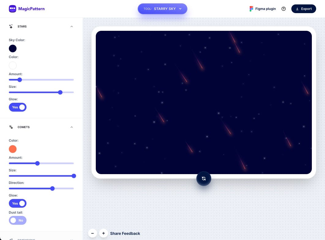 Starry Sky Generator – By the MagicPattern design toolbox